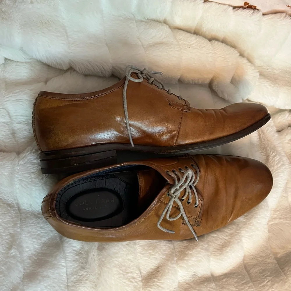 Cole Haan Grand Postman Mens 8.5M Brown Oxford Lace Up Workwear Office Shoes